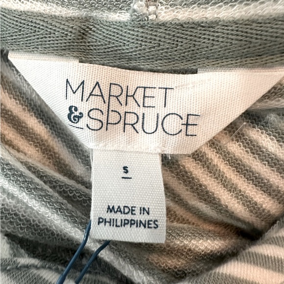 Market & Spruce Sage White Striped Lightweight Hoodie Size S - Picture 11 of 13